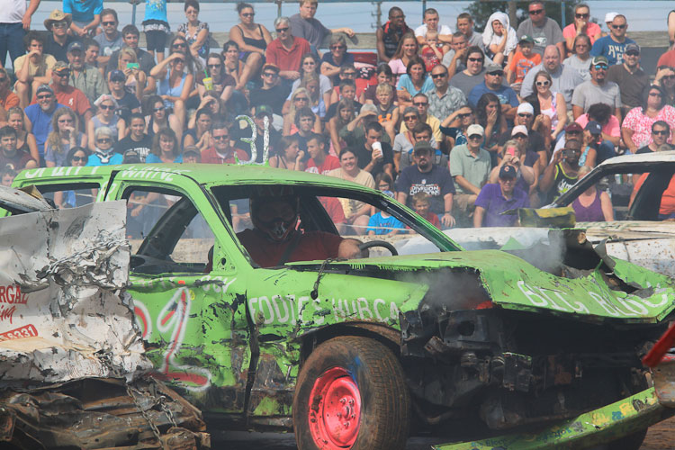 Color photograph of a crash-up derby